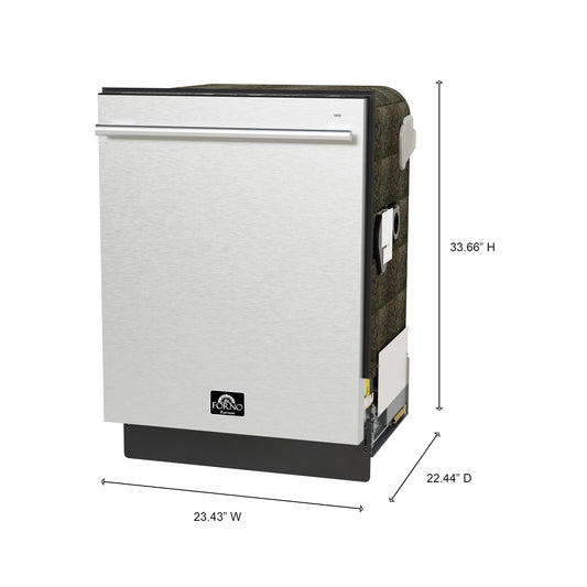 FORNO Premium 3-Piece Kitchen Bundle - 30" Electric Range, 31" French Door Refrigerator, 24" Built-In Dishwasher, Stainless Steel - FBDL-011-01CA