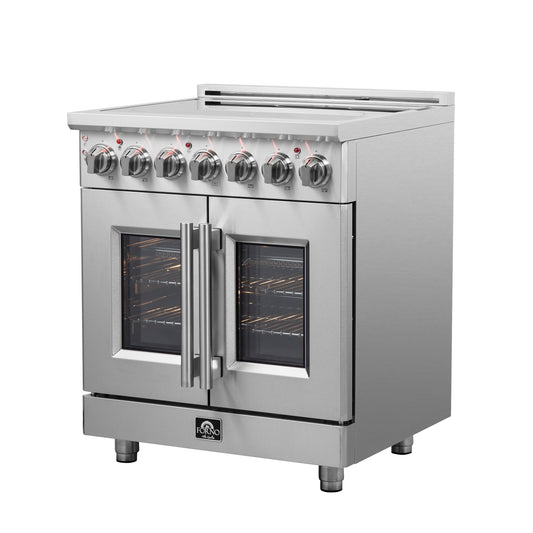 Forno Massimo 30-Inch Freestanding French Door Electric Range, True Convection Oven