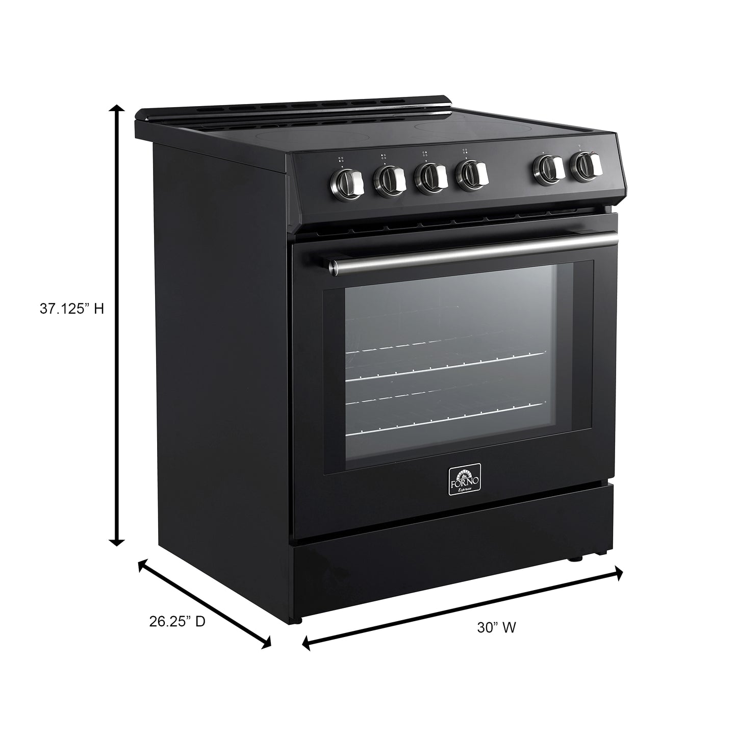 FORNO 2-Piece Black Kitchen Bundle - 30" Induction Range and 36" Bottom Freezer Refrigerator