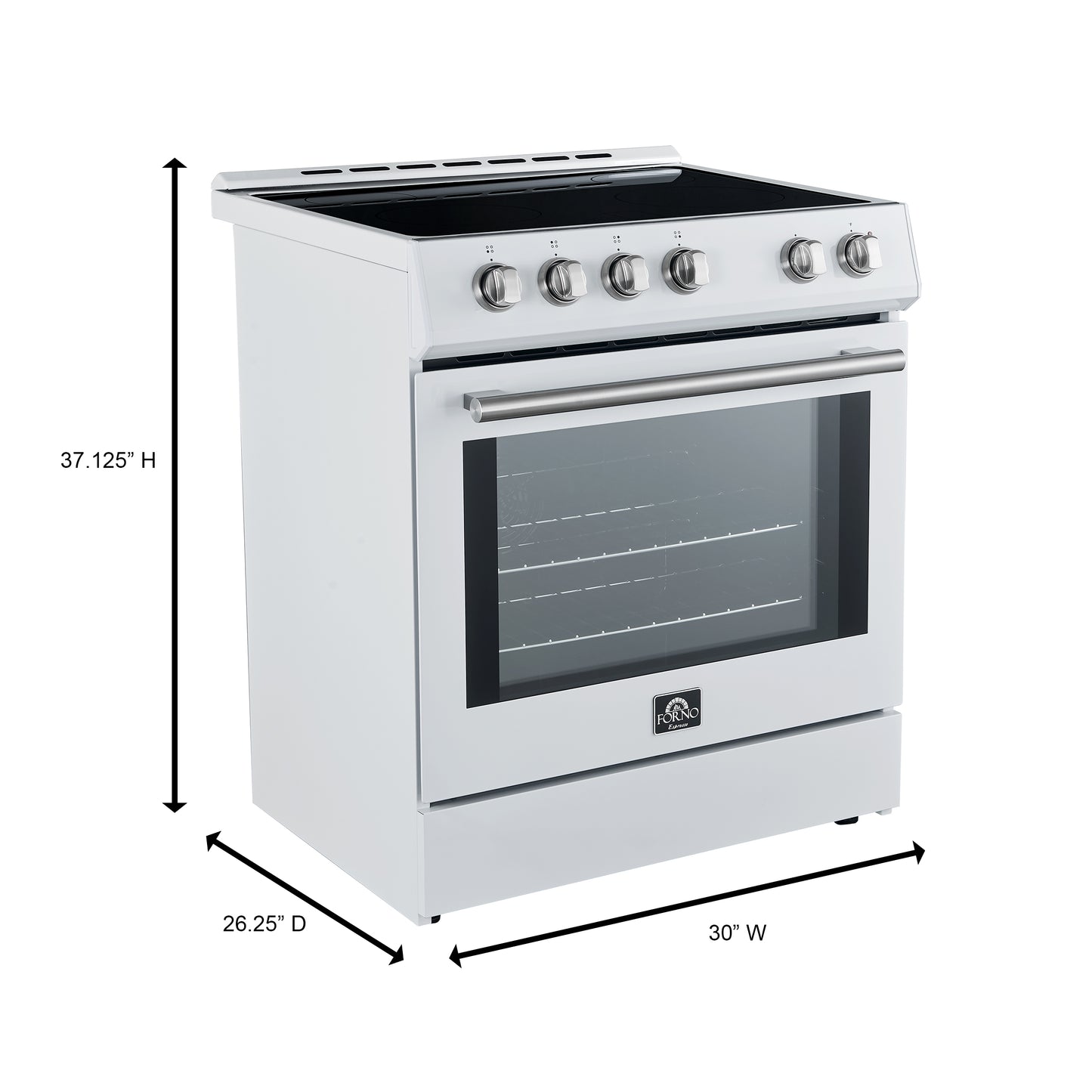 FORNO 2-Piece White Kitchen Bundle - 30" Induction Range and 31" Bottom Freezer Refrigerator