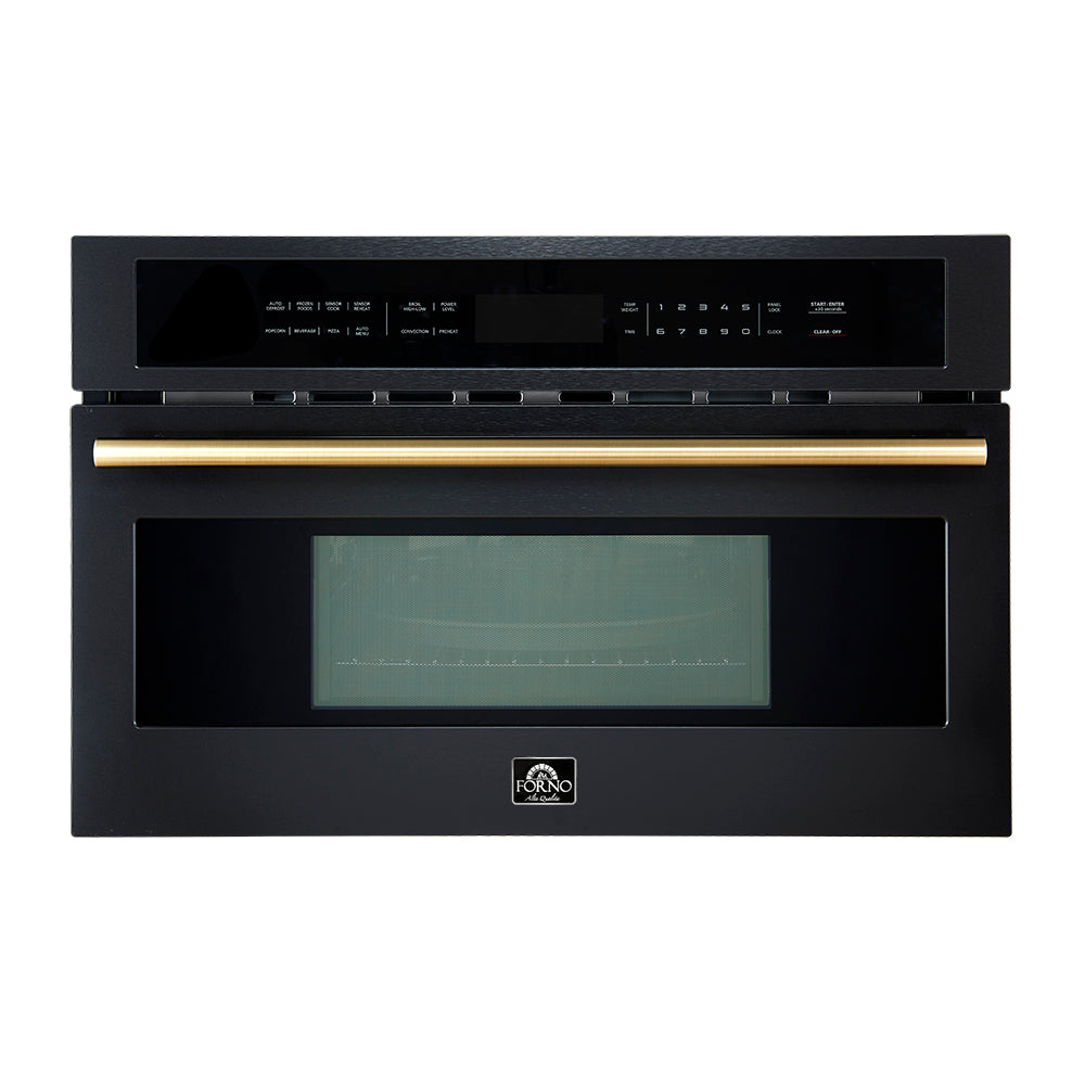 FORNO 2-Piece Kitchen Bundle - 30" Black Single Wall Oven (1333-30), 30" Black Microwave (3093-30)
