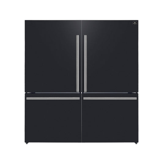 Forno Milano 2-Piece 62-Inch Freestanding Dual Bottom Freezer Refrigerator in Black – 34.4 cu.ft, Touch Control, Ice Maker