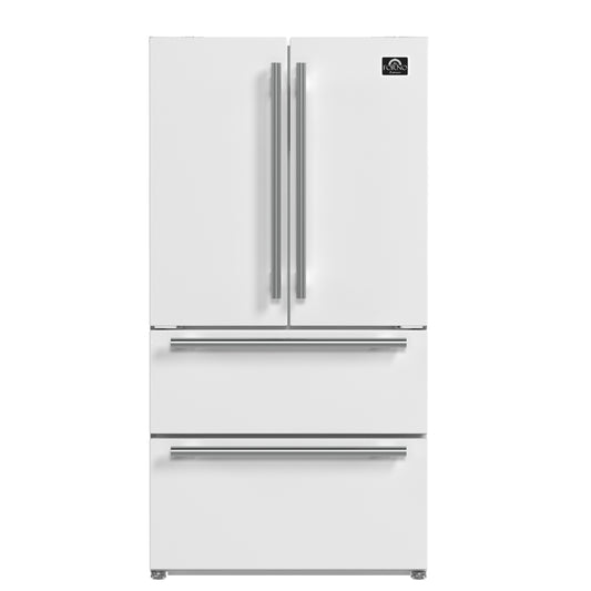 Forno Moena Espresso 36-Inch White French Door Refrigerator, 19.2 Cu. Ft., Frost-Free, Automatic Ice Maker, ENERGY STAR Certified