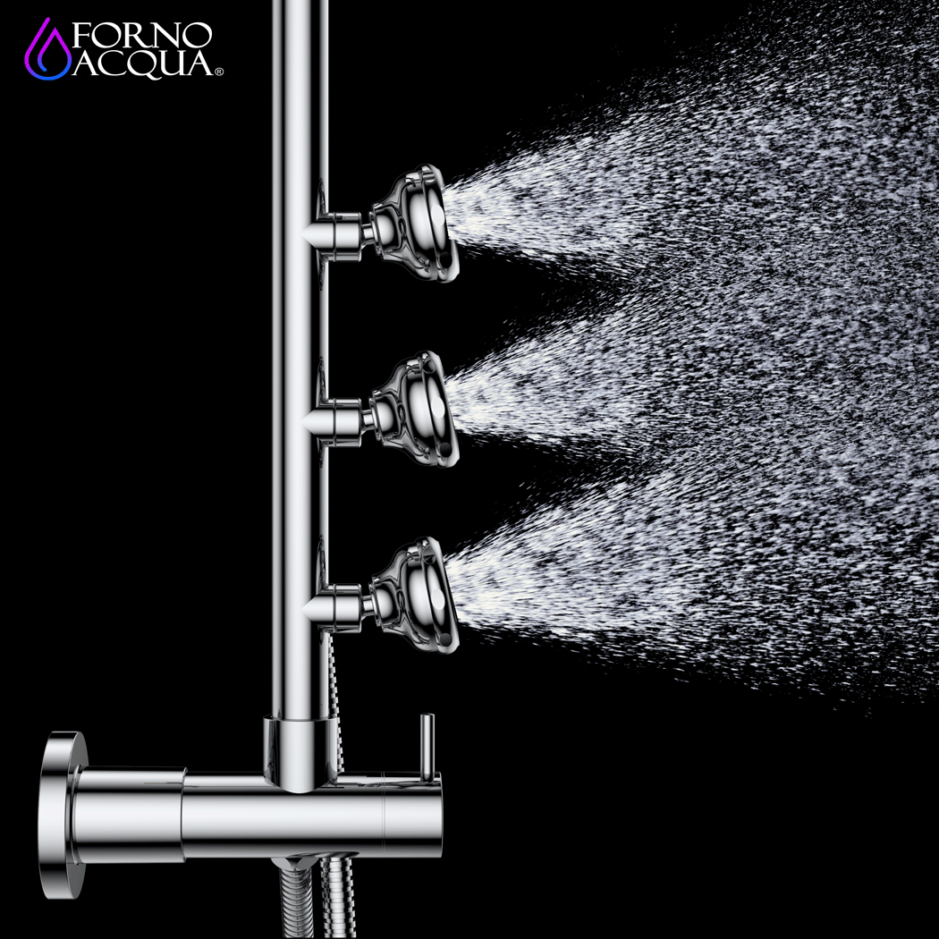 Forno Acqua AcquaSPA Retrofit Shower, Overhead Rainfall Shower, Handheld Shower Head, Body Jets, 6 Way Diverter, Polished Stainless Steel Finish, 1.8 GPM Flow Rate