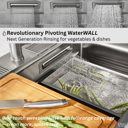 FORNO ACQUA 45 in. Drop-In/Undermount 3-Level Workstation Sink with Two Faucets & Glass Rinser