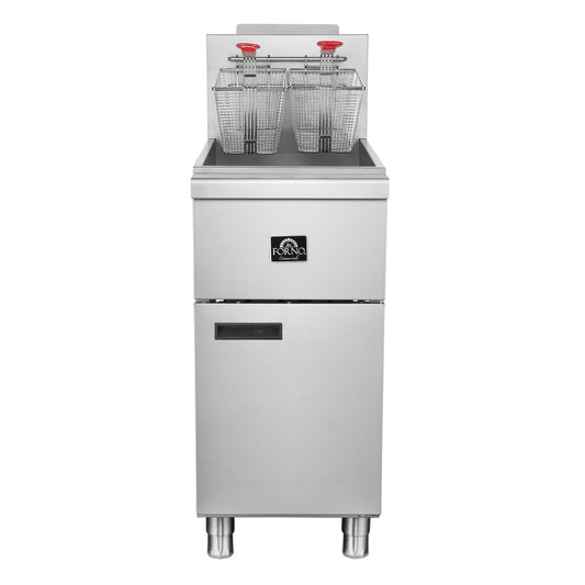 FORNO Commerciale Propane Gas Deep Fryer, 4 Burners 120,000 BTU, 50 lbs Oil Capacity, Millivolt Control