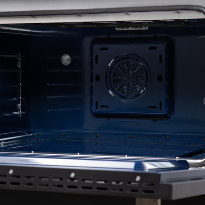 Forno Massimo 36 Inch Freestanding Dual Fuel Range in Black with Antique Brass Accessories, 6 Burners, 5.36 cu. ft. Convection Oven