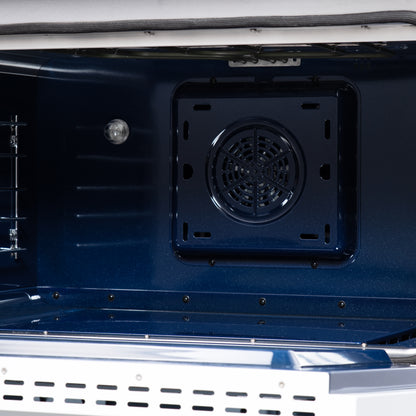 Forno Massimo 36 Inch Freestanding Dual Fuel Range in White with Antique Brass Accessories, 6 Burners, 5.36 cu. ft. Convection Oven