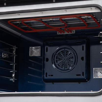 Forno Capriasca 30 Inch Freestanding French Door Dual Fuel Range in Black with Antique Brass Accessories, 5 Burners, True Convection Oven