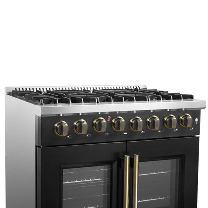 Forno Galiano 36-inch Freestanding French Door Dual Fuel Range Black