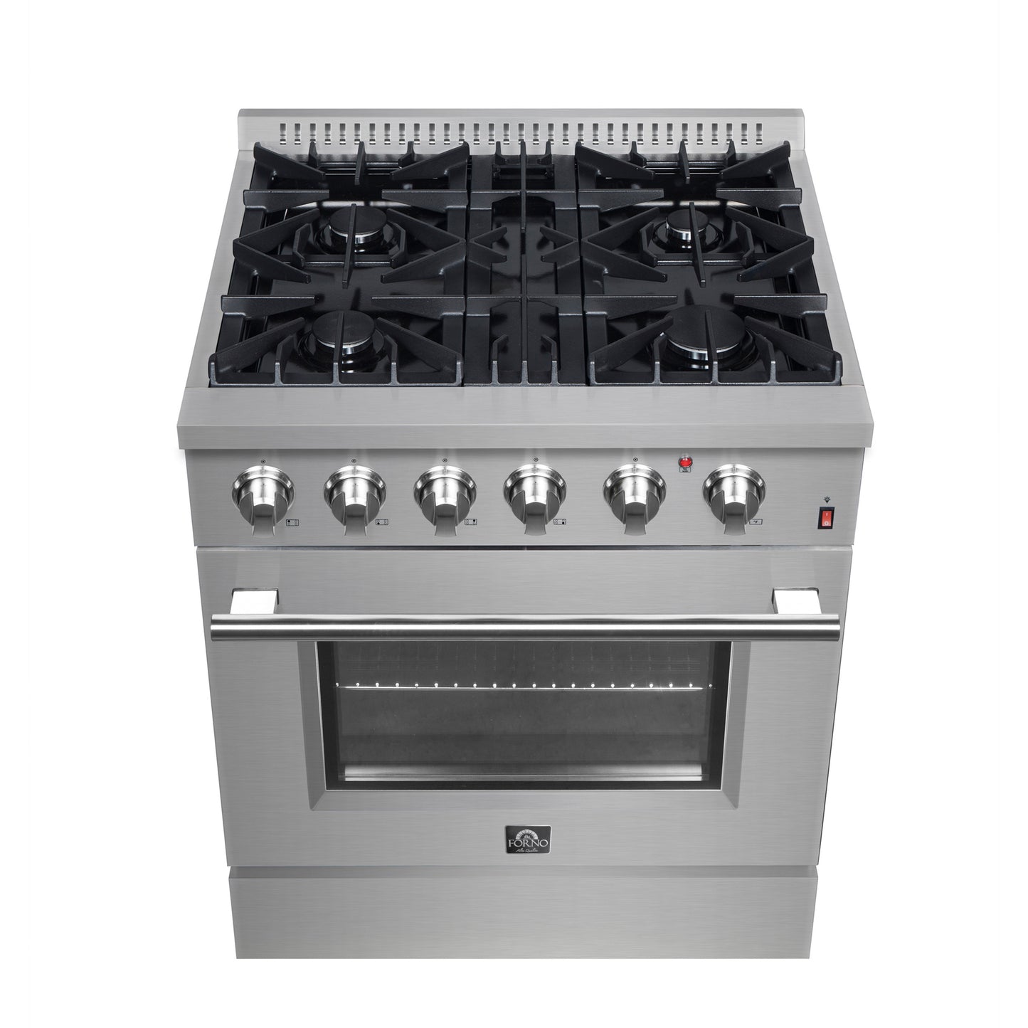 Forno Marco 30-Inch Dual Fuel Range, Stainless Steel, 4 Burners, 37,000 BTU, True Convection Oven, Energy Efficient