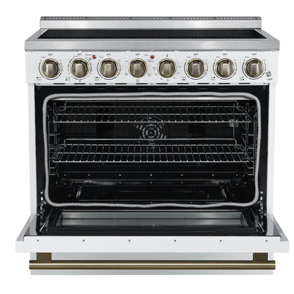 Forno Paolo 36 Inch White Freestanding Electric Range, Stainless Steel, 5.44 cu.ft, True Convection Oven, Energy Efficient