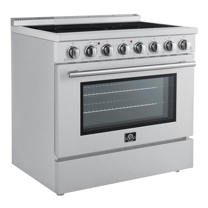 Forno Paolo 36 Inch Freestanding Electric Range, Stainless Steel, 5.44 cu.ft, True Convection Oven, Energy Efficient