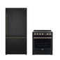 FORNO Premium 2-Piece Kitchen Bundle - Leonardo Espresso 30" Black Range, 31" Black Bottom Freezer Refrigerator - FBDL-003-02CA