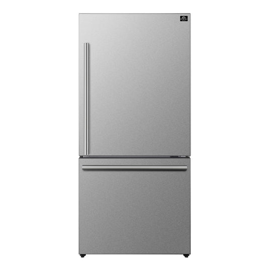 FORNO 2-Piece SS Kitchen Bundle - 30" Induction Range and 31" Bottom Freezer Refrigerator