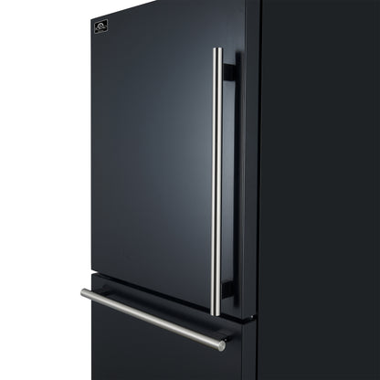 Forno Milano 2-Piece 62-Inch Freestanding Dual Bottom Freezer Refrigerator in Black – 34.4 cu.ft, Touch Control, Ice Maker