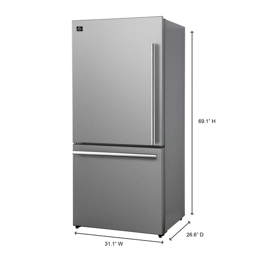 FORNO 2-Piece SS Kitchen Bundle - 30" Electric Range and 31" Bottom Freezer Refrigerator