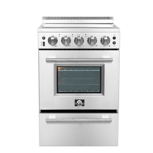 Forno Loiano 24 Inch Freestanding Electric Range Stainless Steel with Storage Drawer