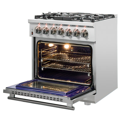 Forno Massimo 30-Inch Freestanding Dual Fuel Range, 4 Burners, Double Convection Ovens