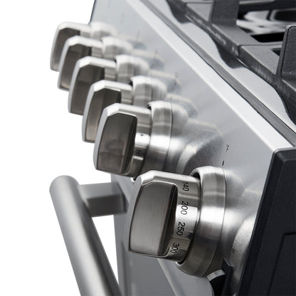 Forno Leonardo 30-Inch Stainless Steel Gas Range, 5 Sealed Burners (Totaling 39,500 BTU), 5 cu.ft. Convection Oven, Continuous Cast Iron Grates, Black Enamel Interior, Auto Re-Ignition, LP Conversion Kit Included