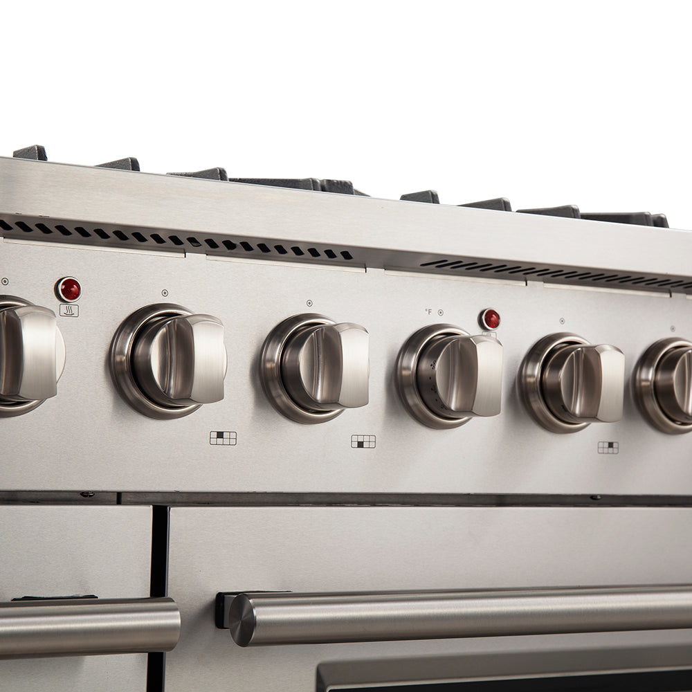 Forno Galiano 48-Inch Freestanding Gas Range, Stainless Steel, 8 Burners, 107,000 BTU, Griddle, Double Ovens, Energy Efficient