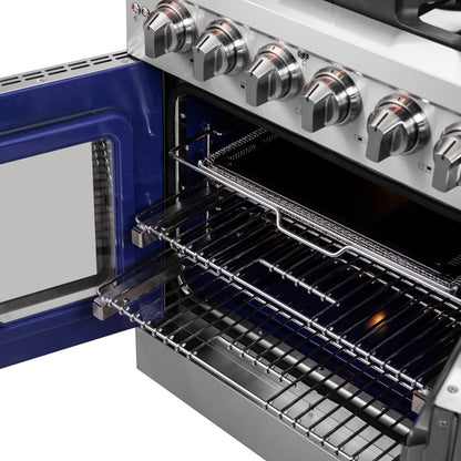 Forno Massimo 30-Inch Freestanding French Door Gas Range, 4 Burners, Convection Oven, Energy Efficient