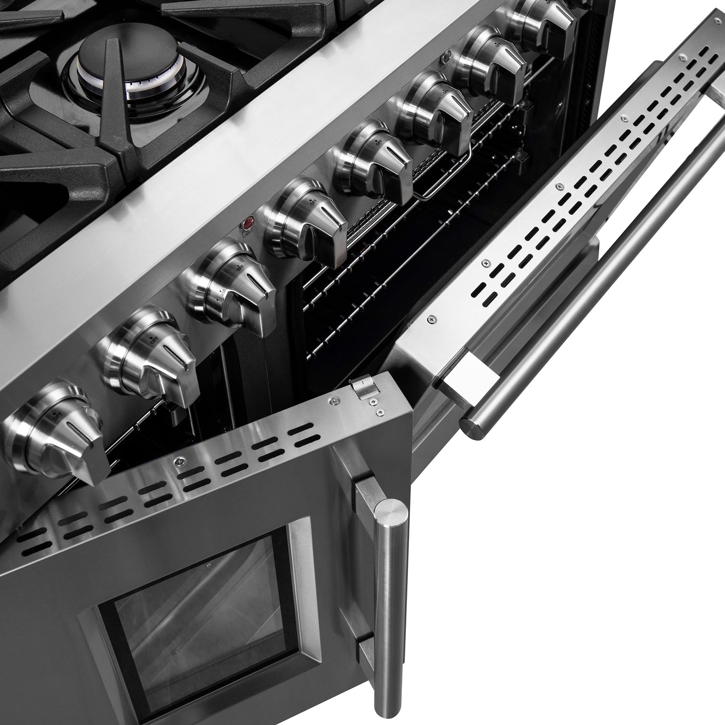 Forno Massimo 48-Inch Freestanding French Door Gas Range, 8 Burners, Convection Oven, Energy Efficient