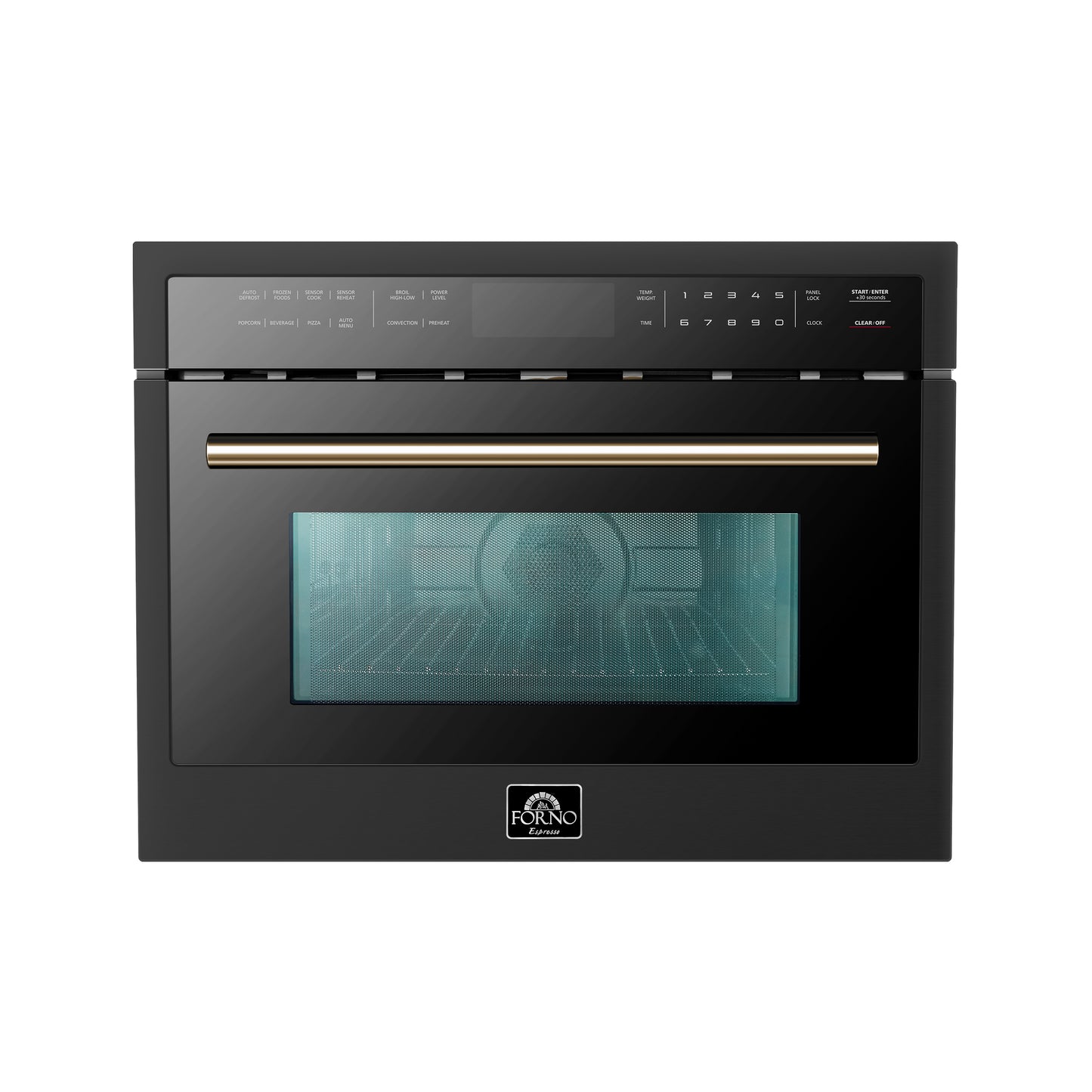 Forno Oliena Espresso Black 24-Inch Built-In Microwave and Convection Oven Combo, 1.6 cu.ft, 1750W Convection, 1000W Microwave, Stainless Steel Interior, Glass Touch Controls, Sensor Cooking