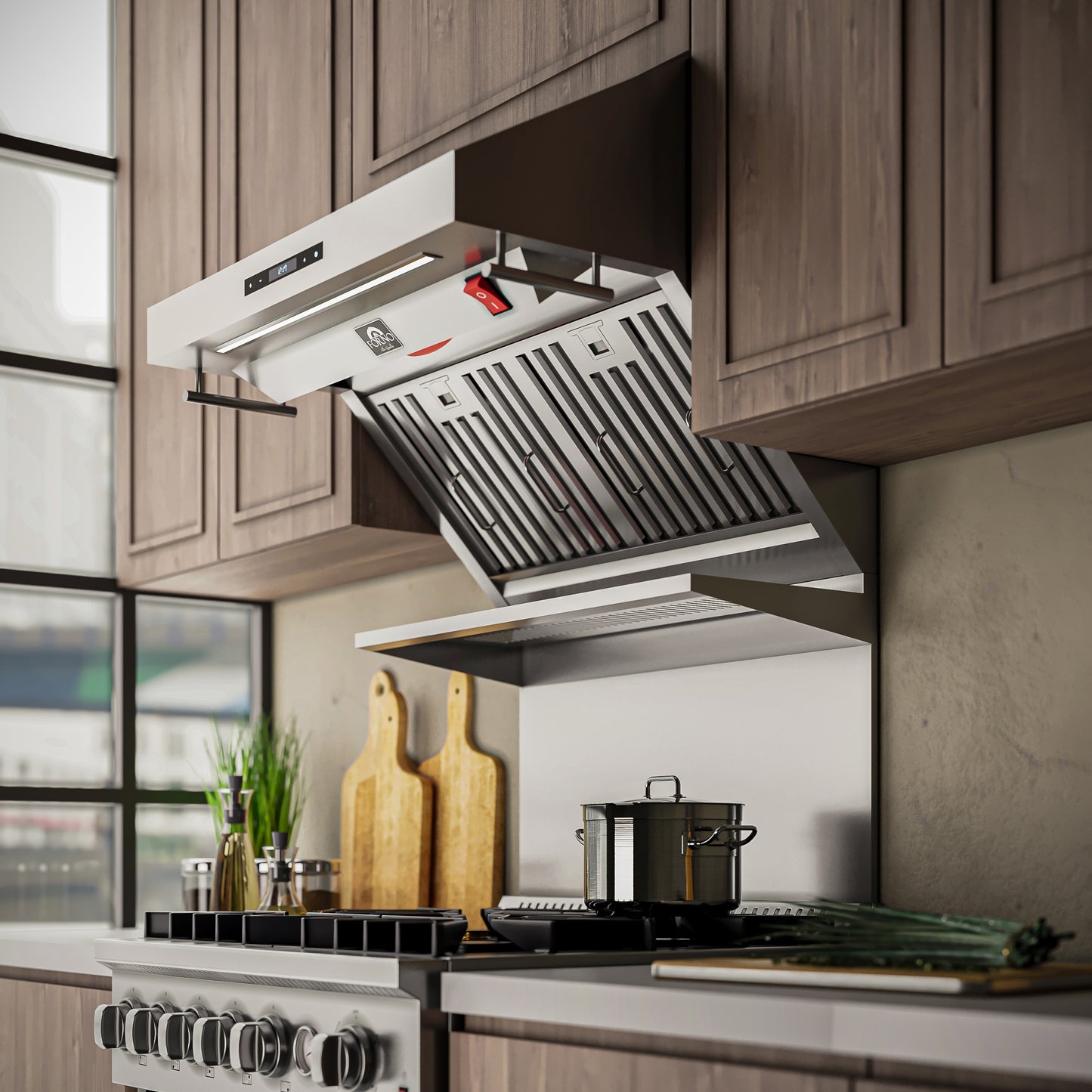 Forno Savona 30-Inch Wall Mount Range Hood, Baffle Filters, Backsplash Included