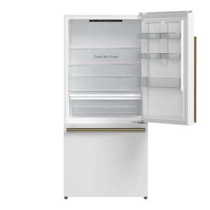 Forno Milano 2-Piece 62-Inch Freestanding Dual Bottom Freezer Refrigerator, White – 34.4 cu.ft, Touch Control, Ice Maker