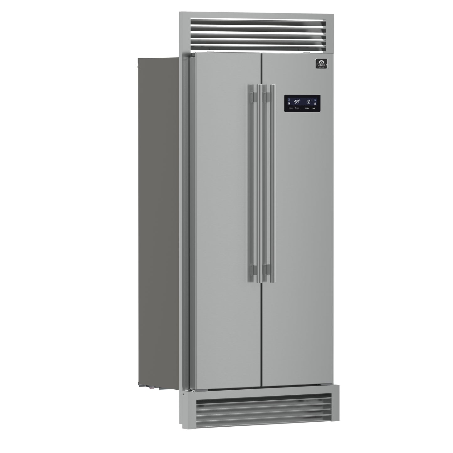 Forno Salerno 37-Inch Built-In Stainless Steel Refrigerator, 15.6 cu.ft, Decorative Grill, ENERGY STAR Certified