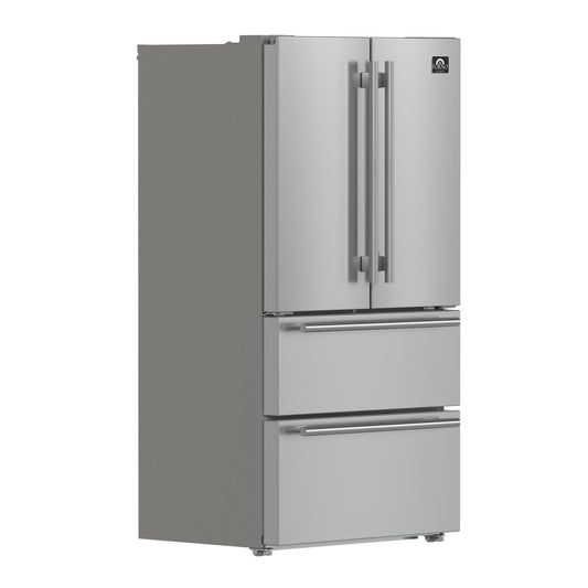 Forno Moena 36-Inch French Door Refrigerator, 19.2 cu.ft, Counter Depth, Ice Maker, Stainless Steel Interior Panel, ENERGY STAR Certified