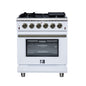 Forno Massimo 30-Inch White Freestanding Gas Range, 4 Burners, True Convection Oven