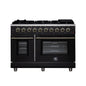 Forno Massimo 48-Inch Black Freestanding Gas Range, 8 Burners, True Convection Oven