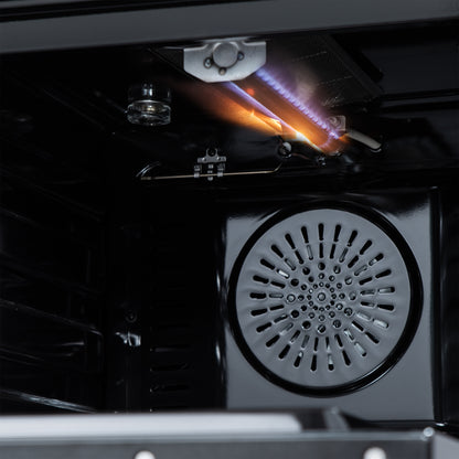 Forno Breno 24 Inch Freestanding Gas Range in Black with Antique Brass, Compact Design