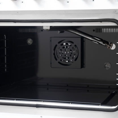 Forno Galiano 36-inch French Door Gas Range White and Antique Brass Design, 6 Sealed Burners 83,000 BTU, 5.36 cu.ft. Convection Oven