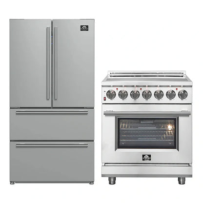 FORNO 2-Piece SS Kitchen Bundle - 30" Electric Range and 36" Bottom Freezer Refrigerator