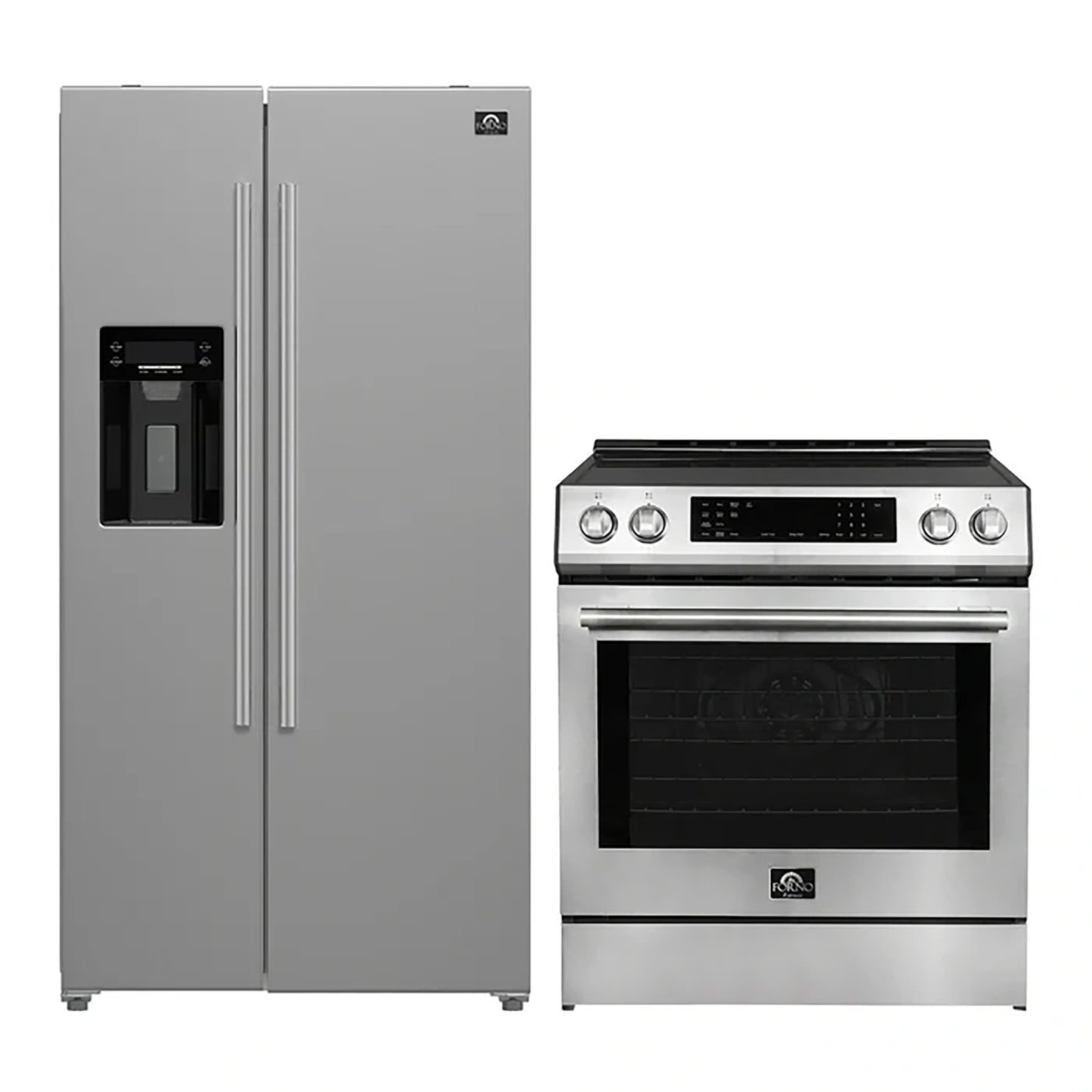 FORNO 2-Piece SS Kitchen Bundle - 30" Induction Range and 36" Bottom Freezer Refrigerator
