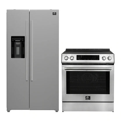 FORNO 2-Piece SS Kitchen Bundle - 30" Induction Range and 36" Bottom Freezer Refrigerator