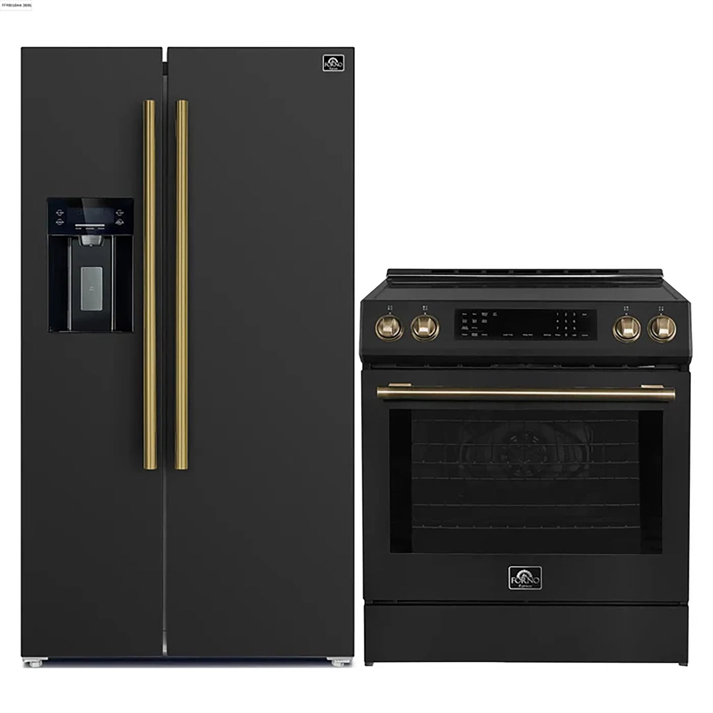 FORNO 2-Piece Black Kitchen Bundle - 30" Induction Range and 36" Bottom Freezer Refrigerator