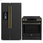 FORNO 2-Piece Black Kitchen Bundle - 30" Induction Range and 36" Bottom Freezer Refrigerator