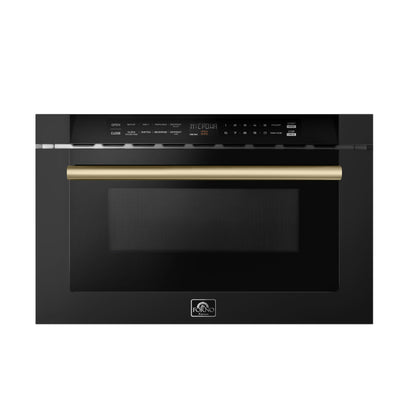 Forno Capoliveri Espresso 24-Inch Microwave Drawer, Black, 1.2 cu.ft, 1500 Watts, Built-In, Touch Control LCD Display, Auto-Touch Open/Close, 11 Power Levels, Sensor Cooking