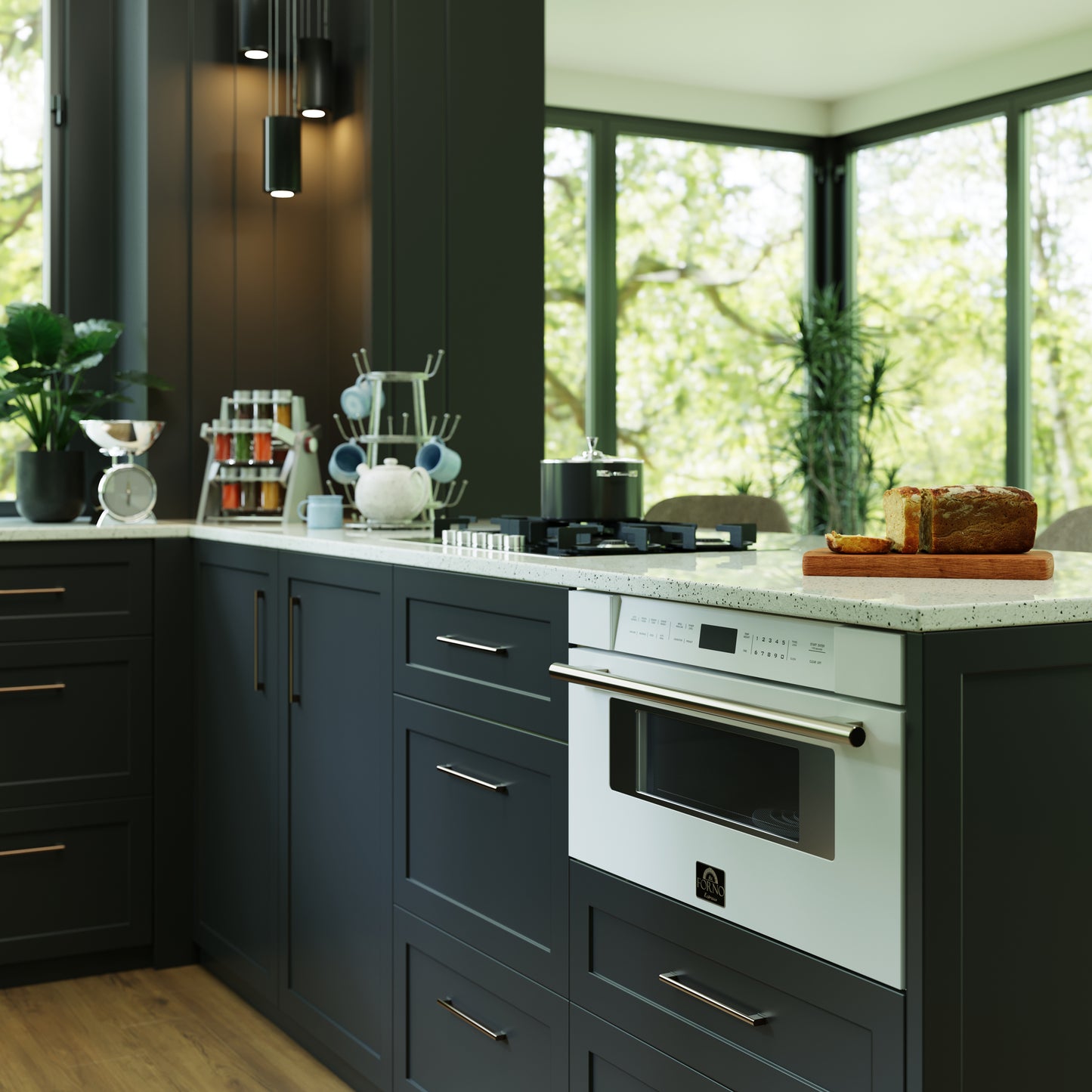 Forno Capoliveri Espresso 30-Inch Microwave Drawer, White, 1.2 cu.ft, 1500 Watts, Built-In, Touch Control LCD Display, Auto-Touch Open/Close, 11 Power Levels, Sensor Cooking