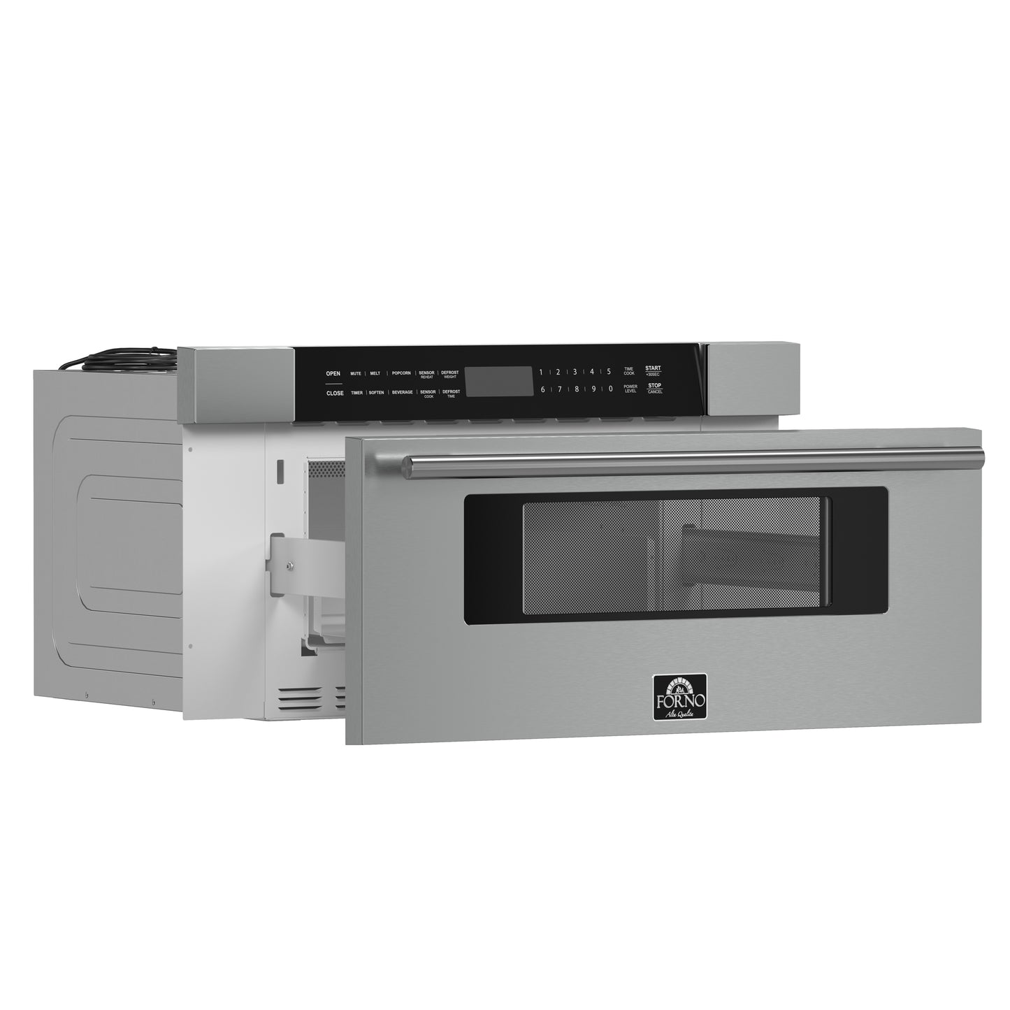 Forno Capoliveri 30-Inch Microwave Drawer, Stainless Steel, 1.2 cu.ft, 1500 Watts, Built-In, Touch Control LCD Display, Auto-Touch Open/Close, 11 Power Levels, Sensor Cooking