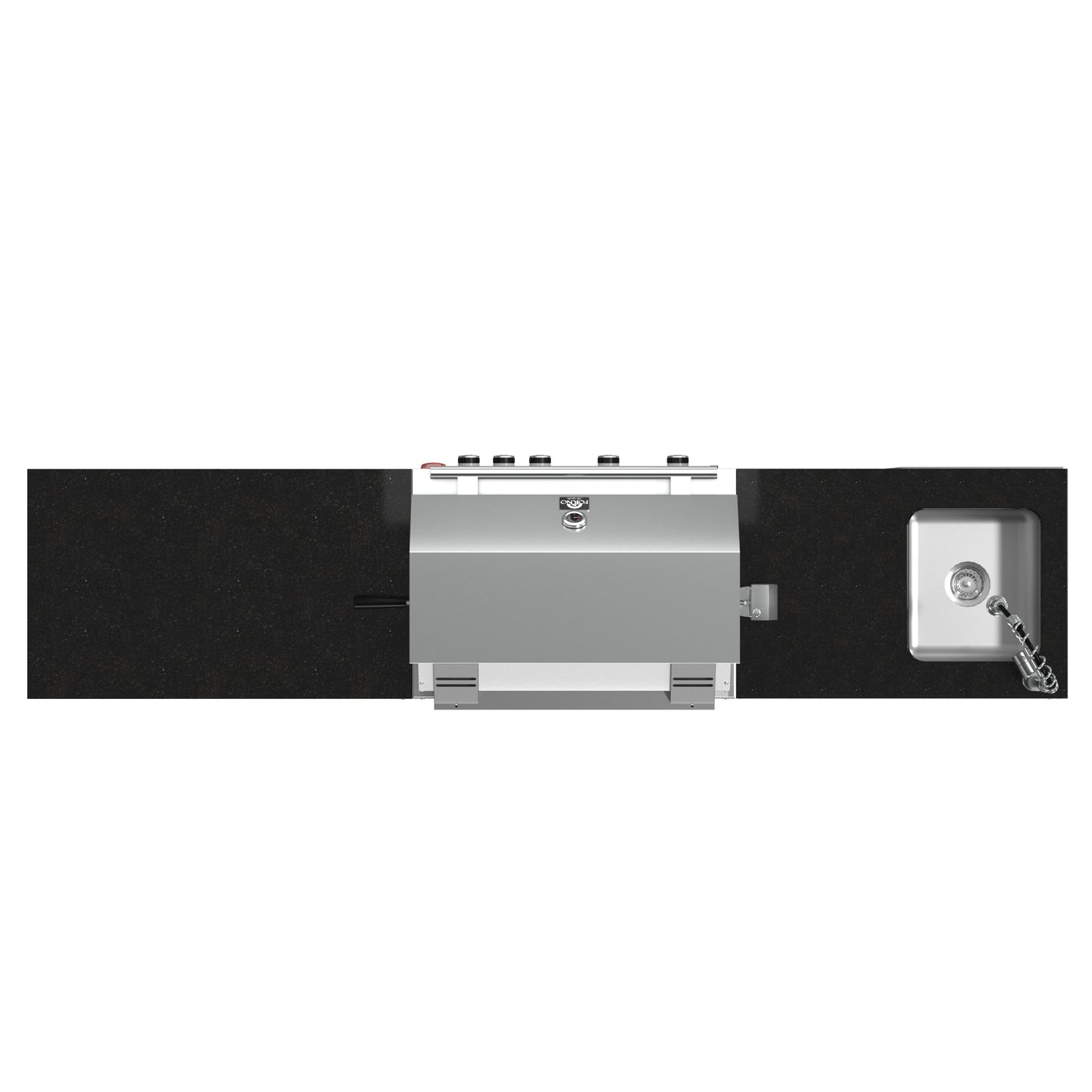 FORNO Bulnes 30-Inch BBQ, 60,000 BTU, 3 Burners with Sear & Rotisserie Infrared Burners, Stainless Steel Outdoor Kitchen with 1.8 cu.ft. Beverage Center & Black Granite Countertops