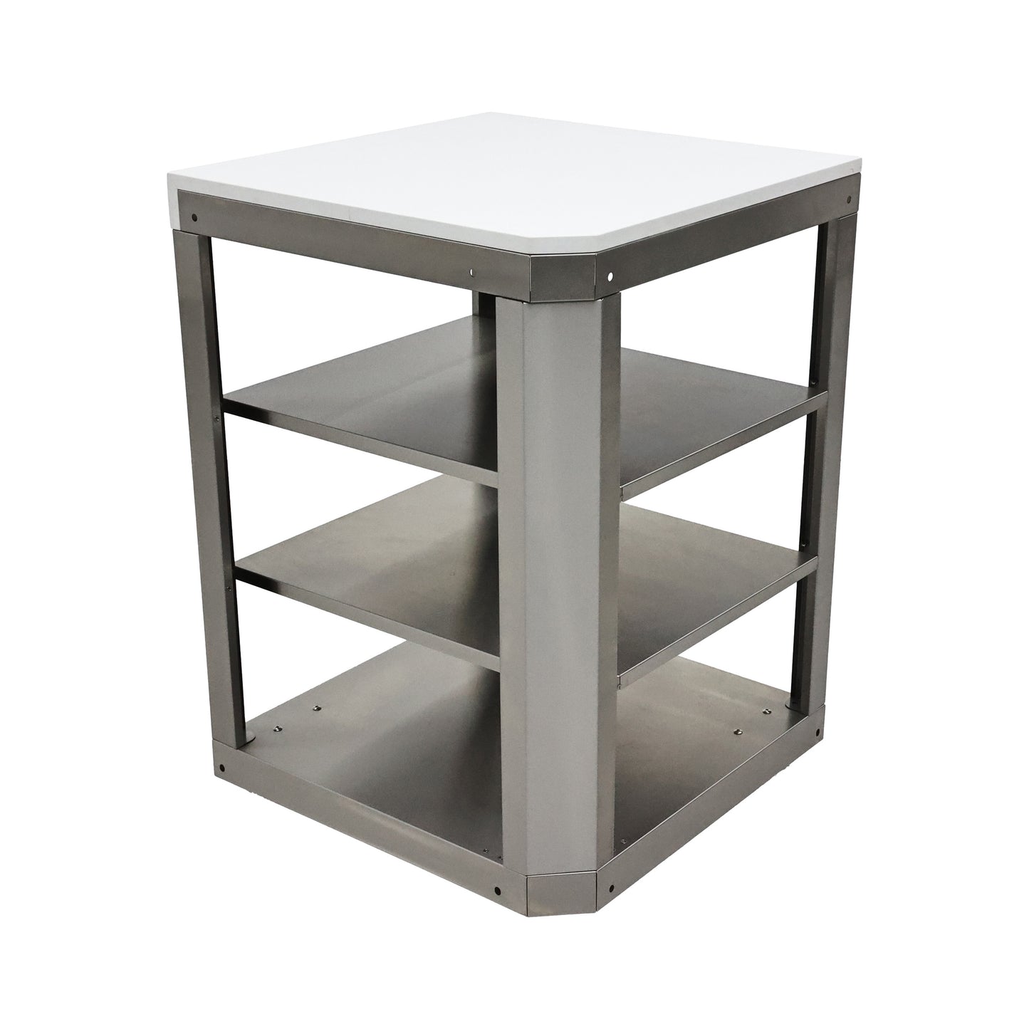 FORNO Bulnes 40-Inch BBQ, 95,000 BTU, 5 Burners, Sear & Rotisserie Infrared with Side Burner, Stainless Steel Outdoor Kitchen with 1.8 cu.ft. Beverage Center & White Sintered Stone Countertops