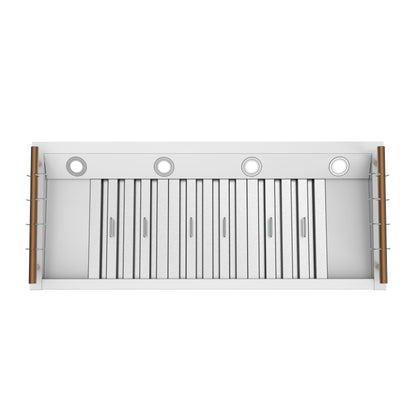 Forno Venezia 48 Inch Wall-Mounted Range Hood in White with Antique Brass Accessories, Touch Controls and Baffle Filters