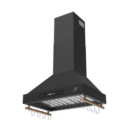 Forno Venezia 30 Inch Wall-Mounted Range Hood in Black with Touch Controls and Baffle Filters
