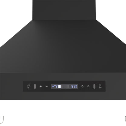 Forno Venezia 30 Inch Wall-Mounted Range Hood in Black with Touch Controls and Baffle Filters