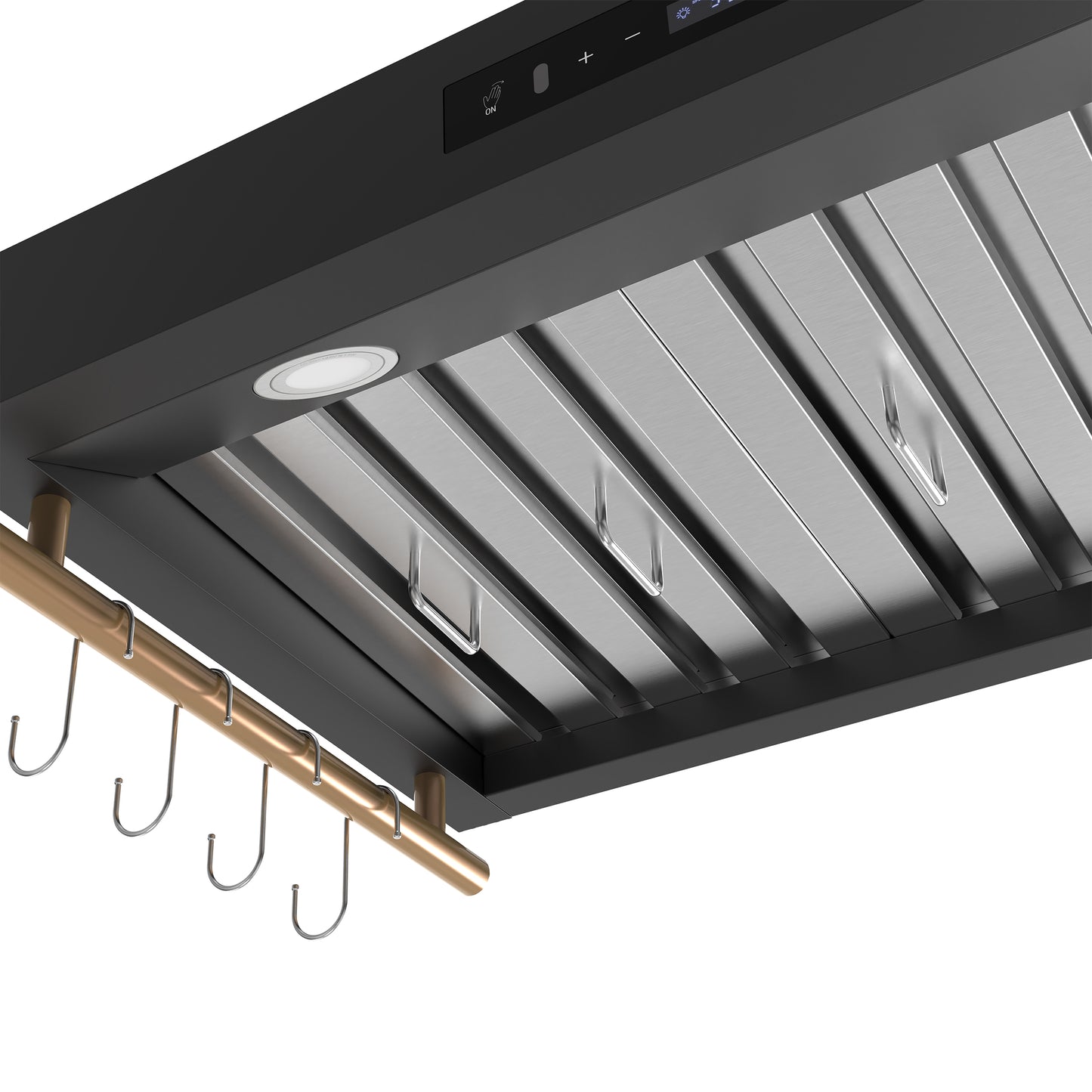 Forno Venezia 36 Inch Wall-Mounted Range Hood in Black with Touch Controls and Baffle Filters